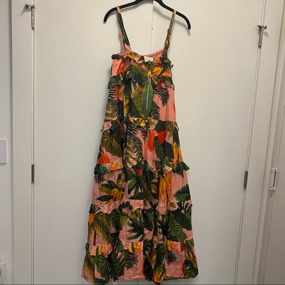 Farm Rio Cocoa Forest Ruffle Floral Maxi Dress - Picture 9 of 9